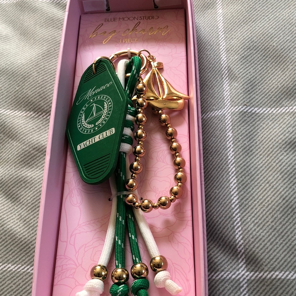 Monaco Yacht Club Green & Gold Bag Charm by